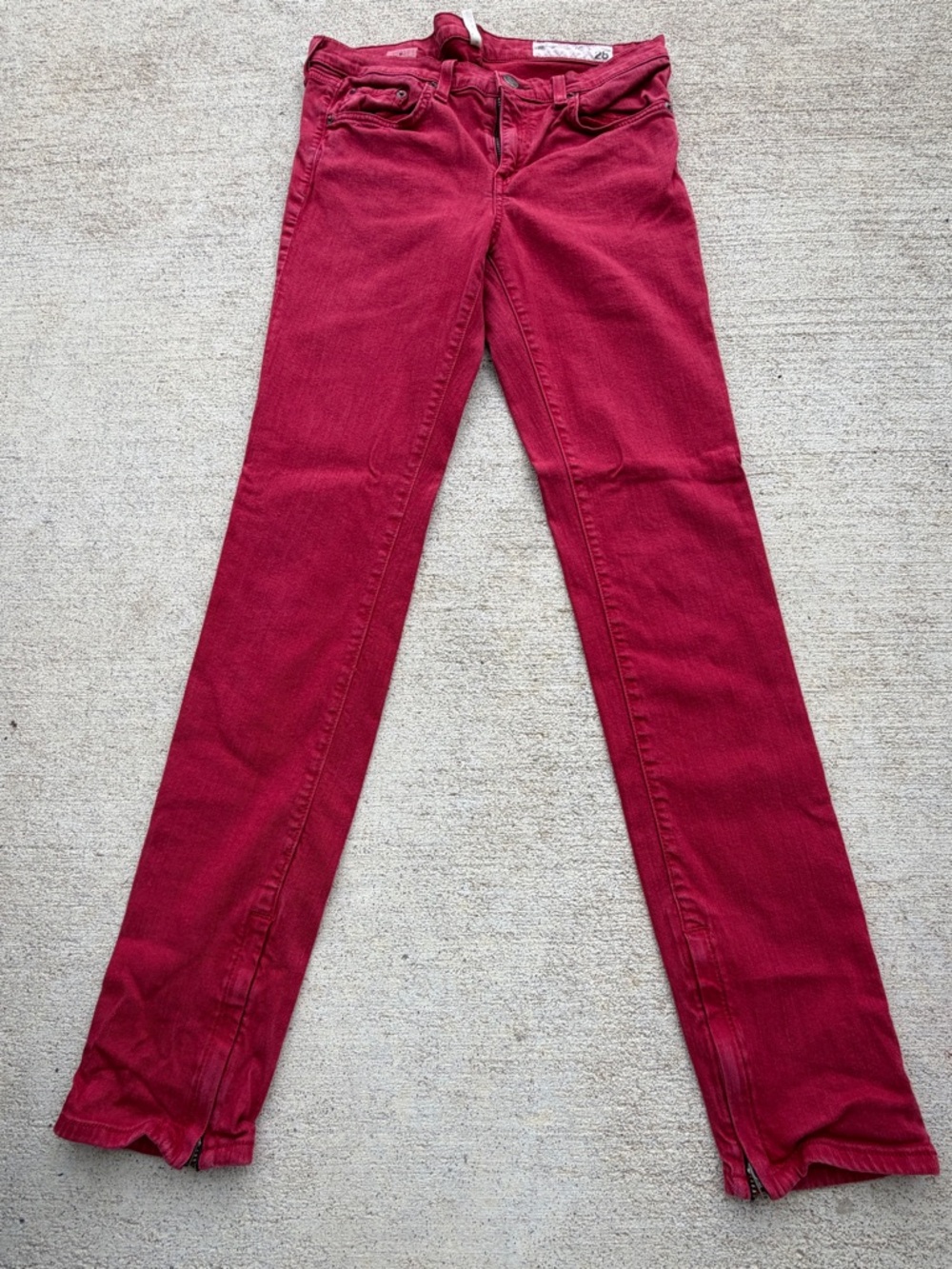 rag & bone Skinny Ankle Zip Jeans in Berry Red